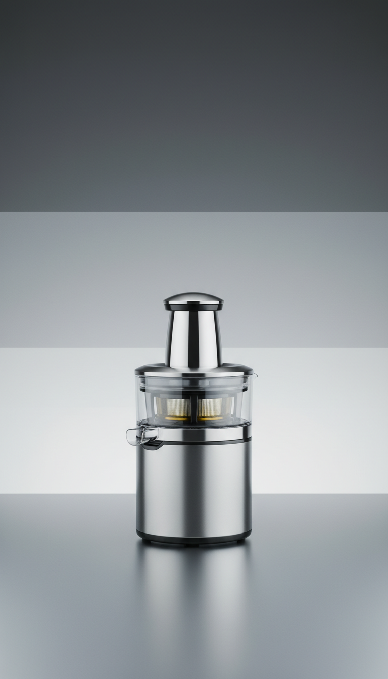Brushed Stainless Juicer with Glass Juice Carafe