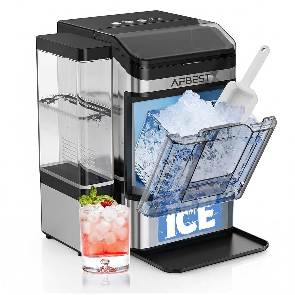 Professional Nugget Ice Maker Machine - 38 lbs/24H Output, Chewable Soft Ice, One-Touch Self-Cleaning, 3L+1.5L Dual Tank Design, Portable Countertop Ice Maker for Kitchen, Bar, Office, Party