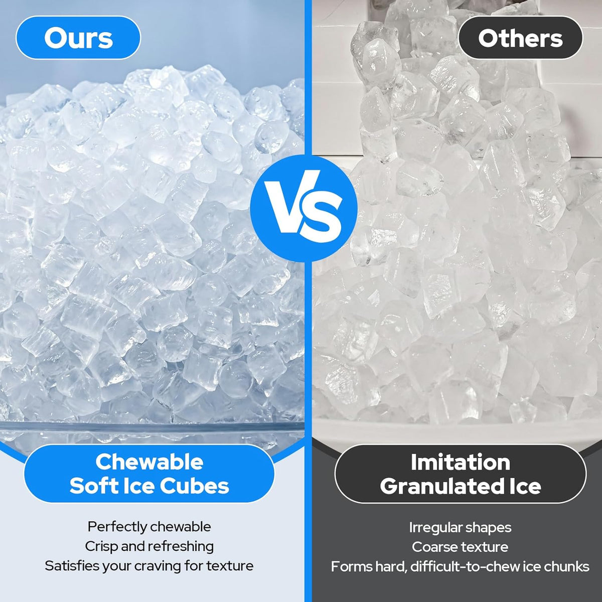 Large Capacity Countertop Ice Maker - 38 lbs/24H Output Chewable Nugget Ice, One-Touch Self-Cleaning, 3L+1.5L Dual Water Tanks, Portable Ice Machine for Home, Bar, Office, RV