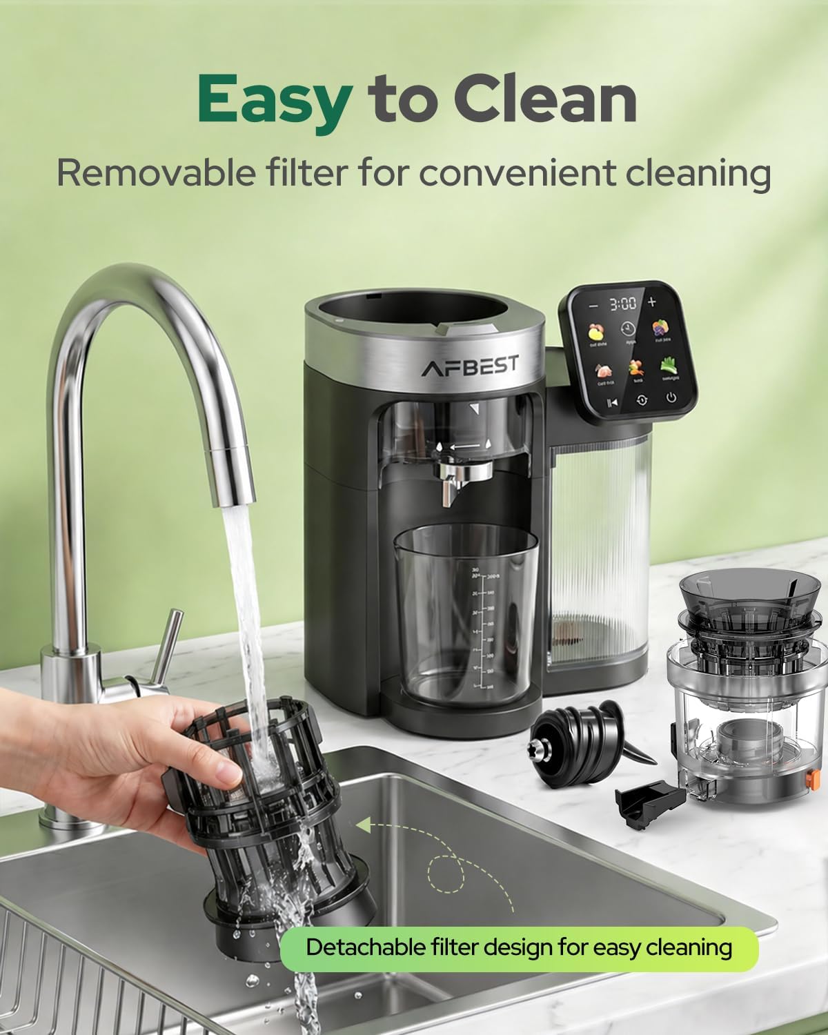 Cold Press Juicer Machine, 6.5" Extra Wide Chute Masticating Juicer with 100oz Self-Feeding Hopper,3-in-1 Smart Touch Slow Juicer for Sorbet & Nut Milk, High Yield, Easy Clean