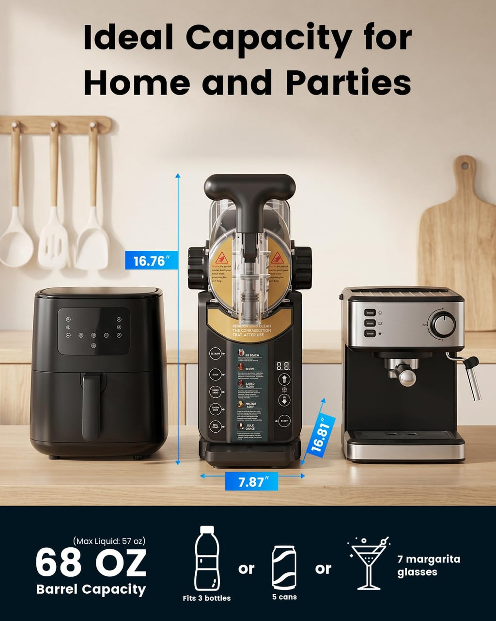 Slushie Machine for Home, 2-in-1 Slushy & Soft Serve Ice Cream Maker | 68oz Margaritas Machine, 5 Presets, 15-Min Flash-Freeze Frozen Drink Machine, Auto-Clean, Milkshak Frappés, Family & Parties