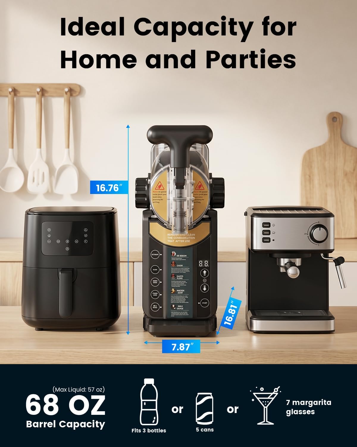 Slushie Machine for Home, 2-in-1 Slushy & Soft Serve Ice Cream Maker | 68oz Margaritas Machine, 5 Presets, 15-Min Flash-Freeze Frozen Drink Machine, Auto-Clean, Milkshak Frappés, Family & Parties