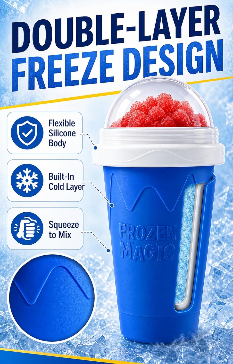 300ml Slushie Cup, Portable Frozen Magic Slushy Maker Cup, DIY Homemade Ice Cream Milkshake Smoothie Juice Making Cup, Reusable Quick Freeze Cooling Cup, Slushie Machine Accessories