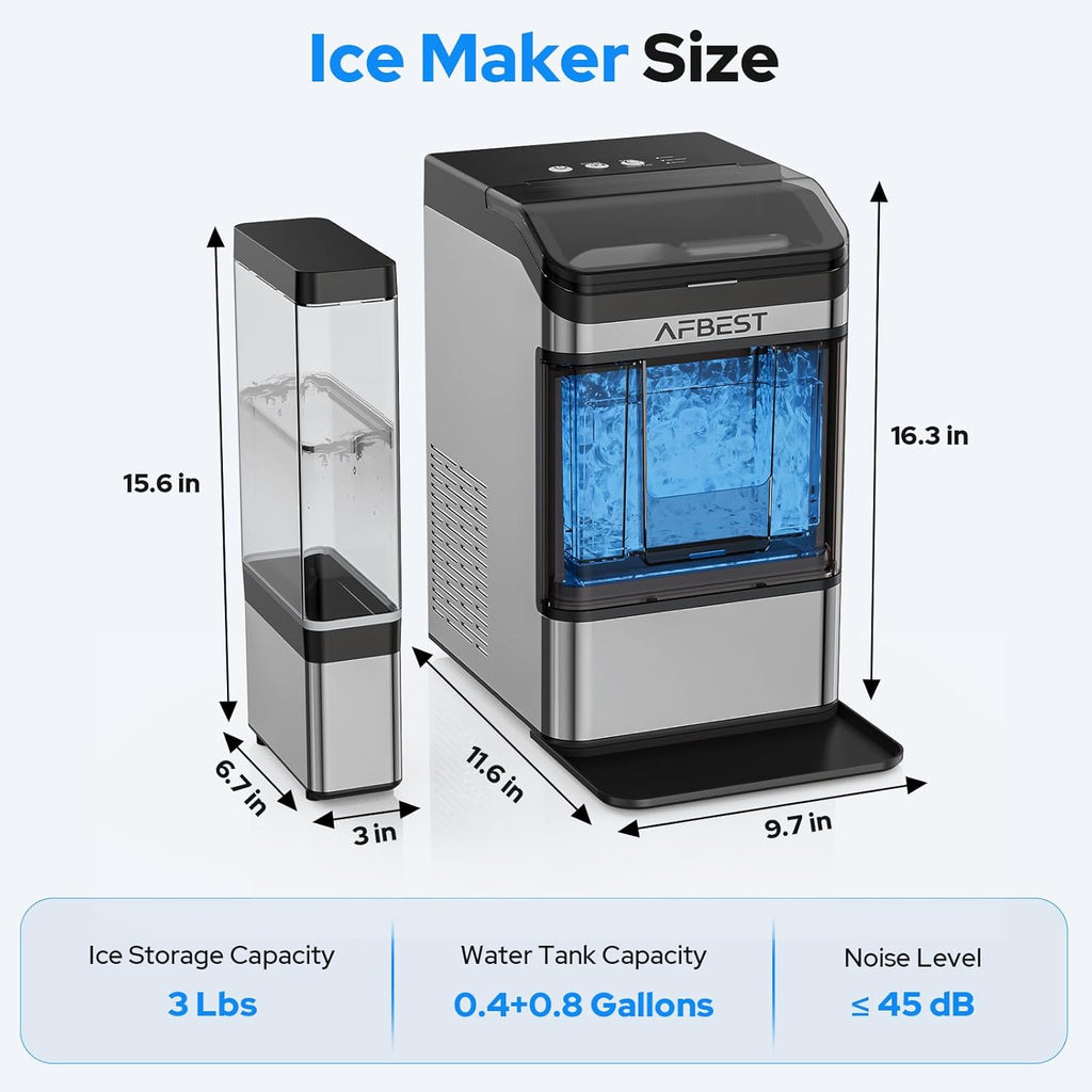 Large Capacity Countertop Ice Maker - 38 lbs/24H Output Chewable Nugget Ice, One-Touch Self-Cleaning, 3L+1.5L Dual Water Tanks, Portable Ice Machine for Home, Bar, Office, RV
