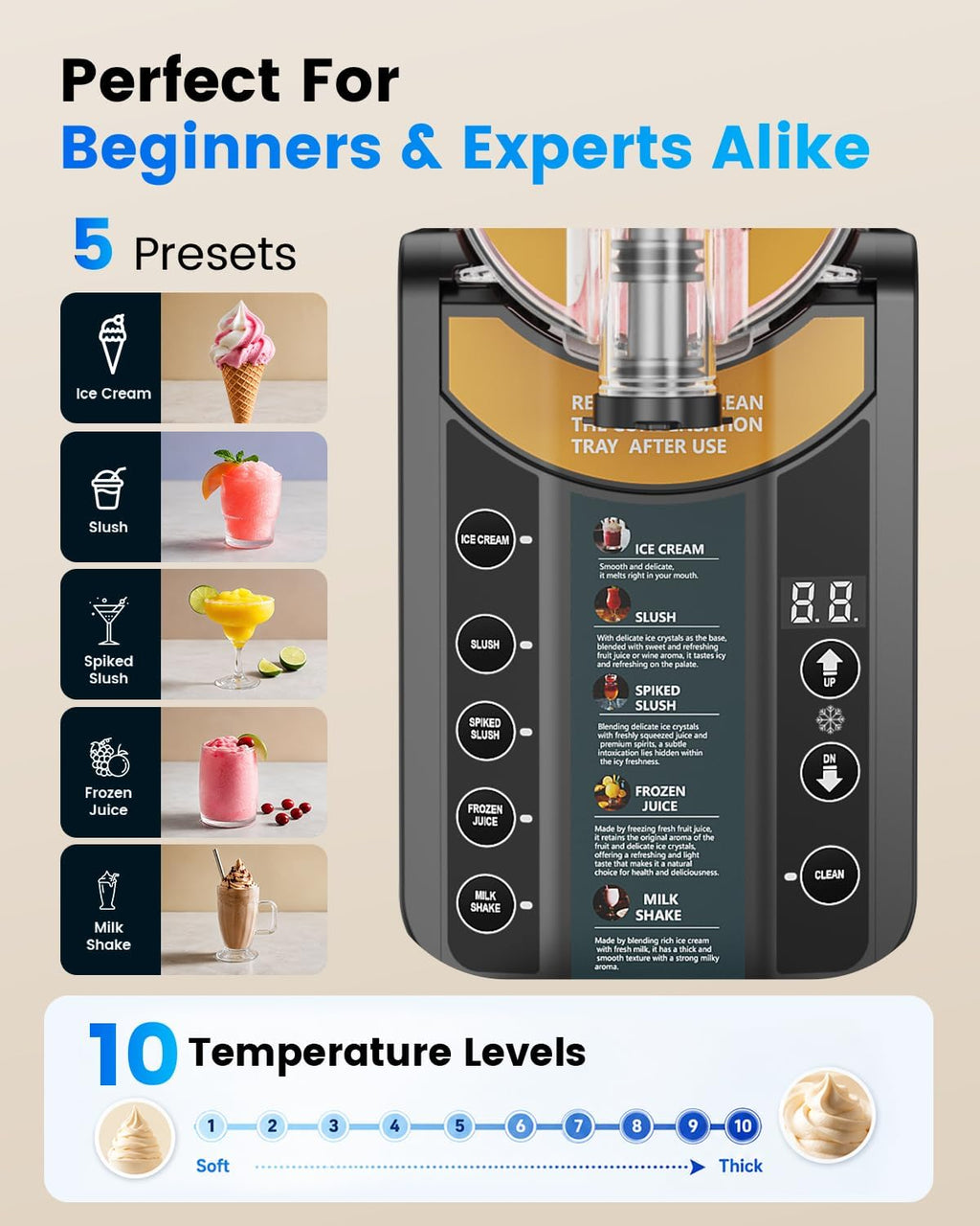 Slushie Machine for Home, 2-in-1 Slushy & Soft Serve Ice Cream Maker | 68oz Margaritas Machine, 5 Presets, 15-Min Flash-Freeze Frozen Drink Machine, Auto-Clean, Milkshak Frappés, Family & Parties
