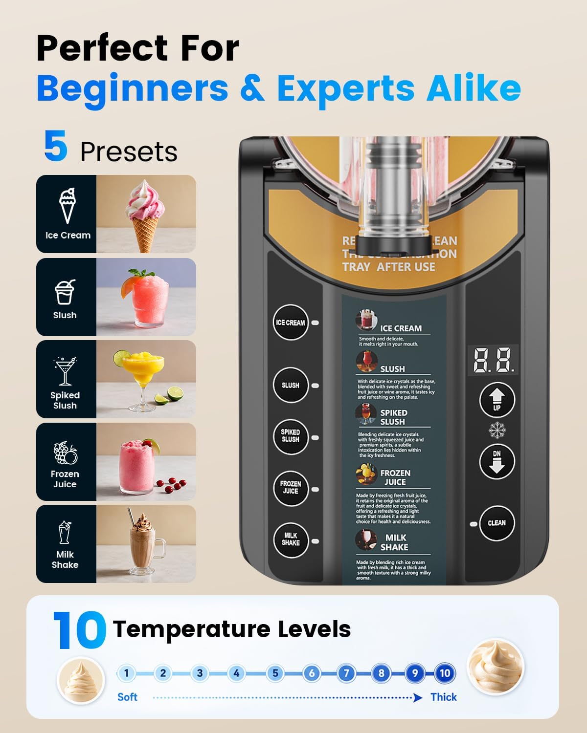 Slushie Machine for Home, 2-in-1 Slushy & Soft Serve Ice Cream Maker | 68oz Margaritas Machine, 5 Presets, 15-Min Flash-Freeze Frozen Drink Machine, Auto-Clean, Milkshak Frappés, Family & Parties