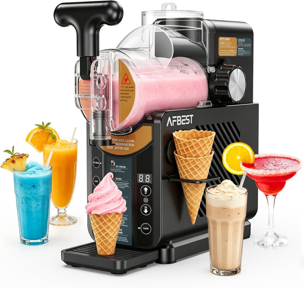 Slushie Machine for Home, 2-in-1 Slushy & Soft Serve Ice Cream Maker | 68oz Margaritas Machine, 5 Presets, 15-Min Flash-Freeze Frozen Drink Machine, Auto-Clean, Milkshak Frappés, Family & Parties