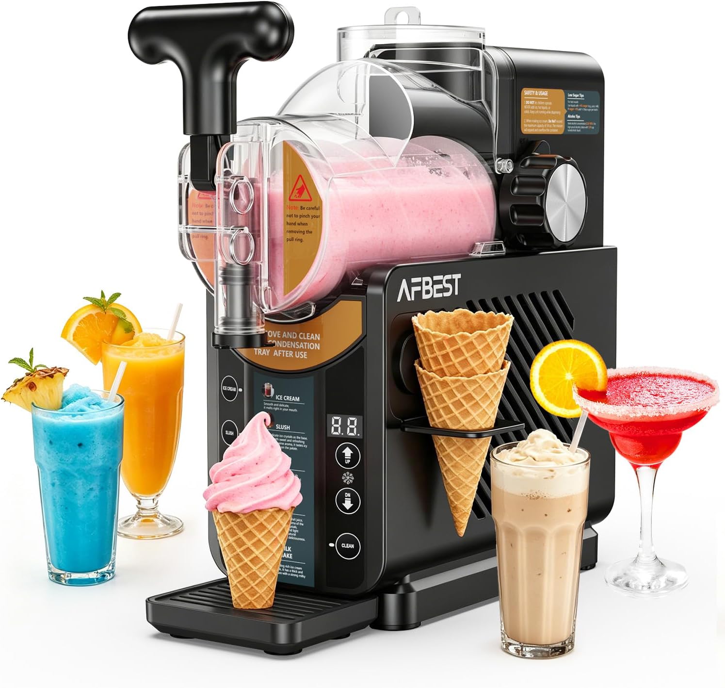 Slushie Machine for Home, 2-in-1 Slushy & Soft Serve Ice Cream Maker | 68oz Margaritas Machine, 5 Presets, 15-Min Flash-Freeze Frozen Drink Machine, Auto-Clean, Milkshak Frappés, Family & Parties