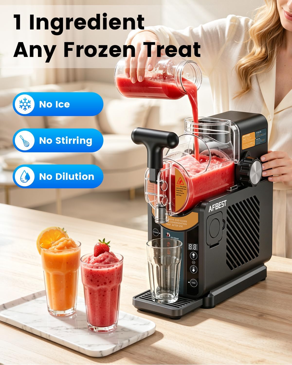 Slushie Machine for Home, 2-in-1 Slushy & Soft Serve Ice Cream Maker | 68oz Margaritas Machine, 5 Presets, 15-Min Flash-Freeze Frozen Drink Machine, Auto-Clean, Milkshak Frappés, Family & Parties