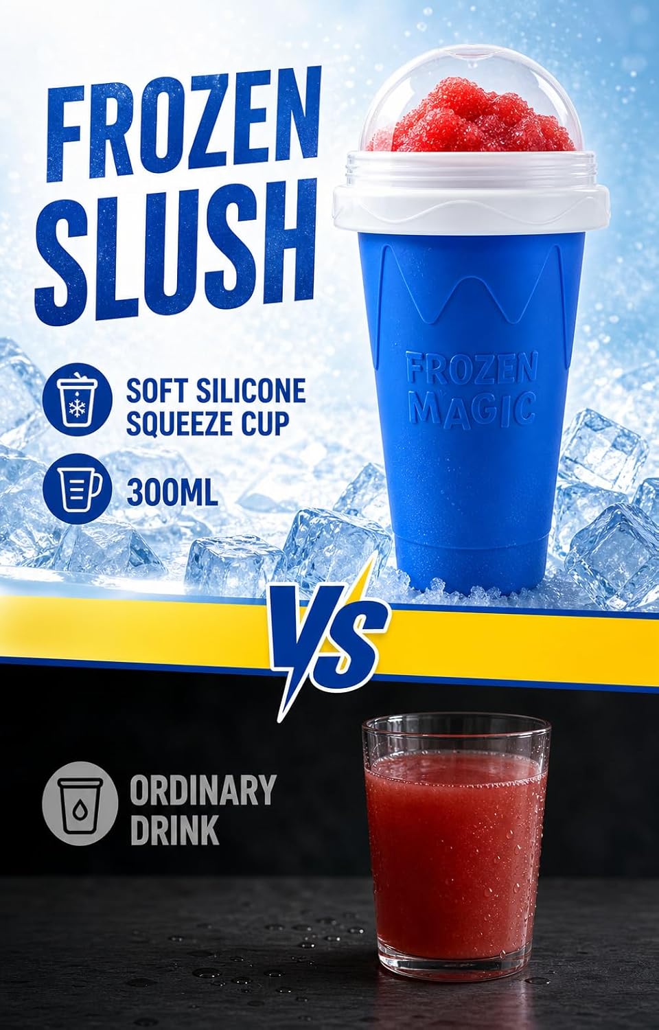 300ml Slushie Cup, Portable Frozen Magic Slushy Maker Cup, DIY Homemade Ice Cream Milkshake Smoothie Juice Making Cup, Reusable Quick Freeze Cooling Cup, Slushie Machine Accessories