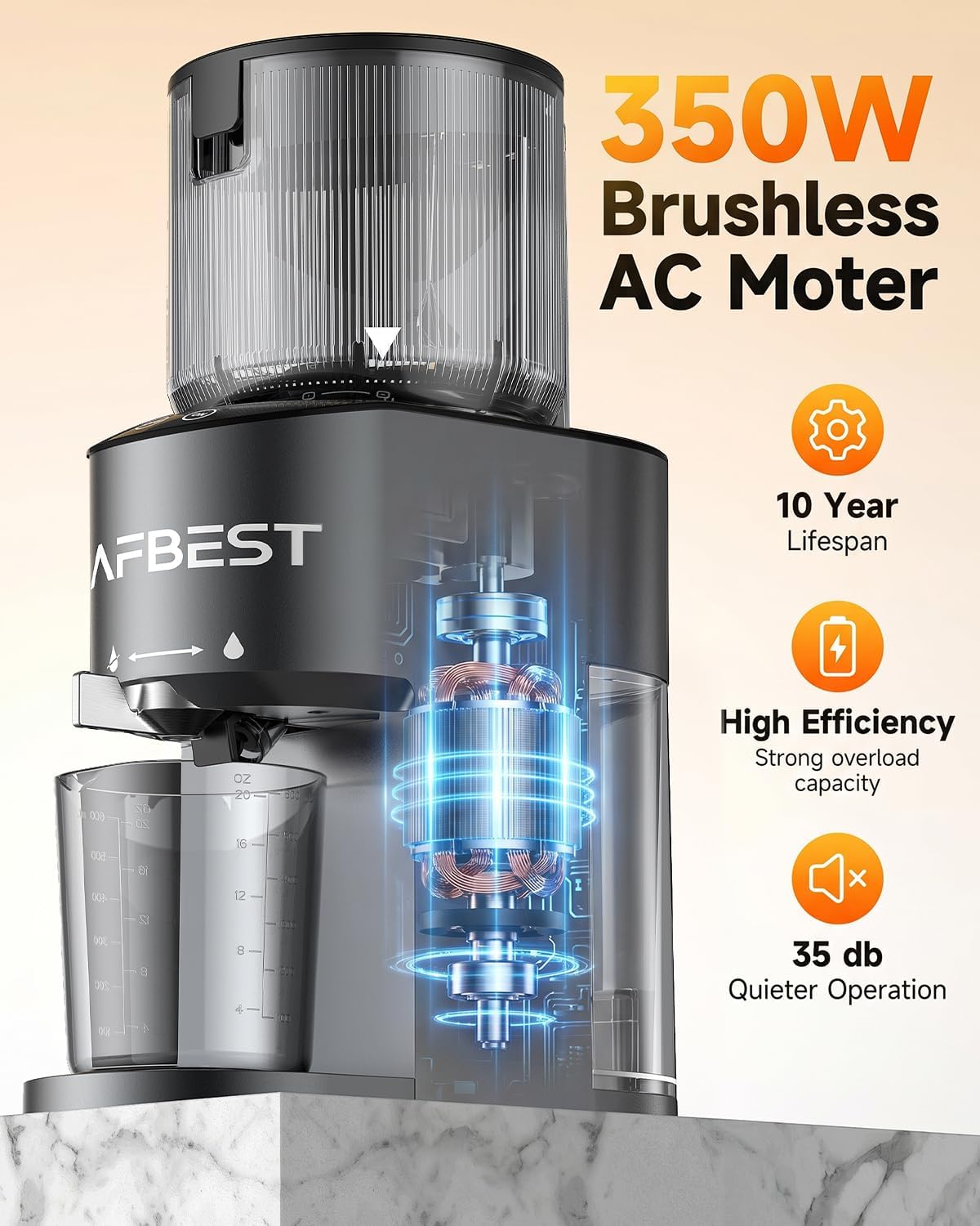 Juicer Machines with 5.8" Large Chute, 2-in-1 Cold Press Juicer for Whole Vegetables Fruits Making Nut Mike, 100oz Capacity Masticating juicer for Daily Wellness, Easy to Clean, Premium Gray