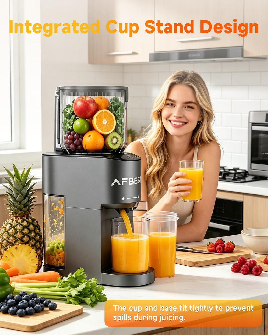 Juicer Machines with 5.8" Large Chute, 2-in-1 Cold Press Juicer for Whole Vegetables Fruits Making Nut Mike, 100oz Capacity Masticating juicer for Daily Wellness, Easy to Clean, Premium Gray