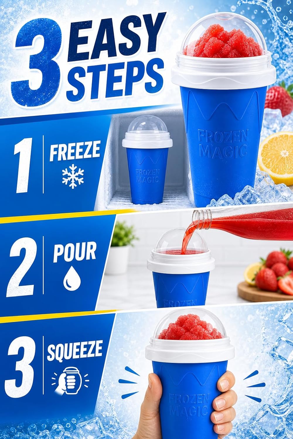 300ml Slushie Cup, Portable Frozen Magic Slushy Maker Cup, DIY Homemade Ice Cream Milkshake Smoothie Juice Making Cup, Reusable Quick Freeze Cooling Cup, Slushie Machine Accessories